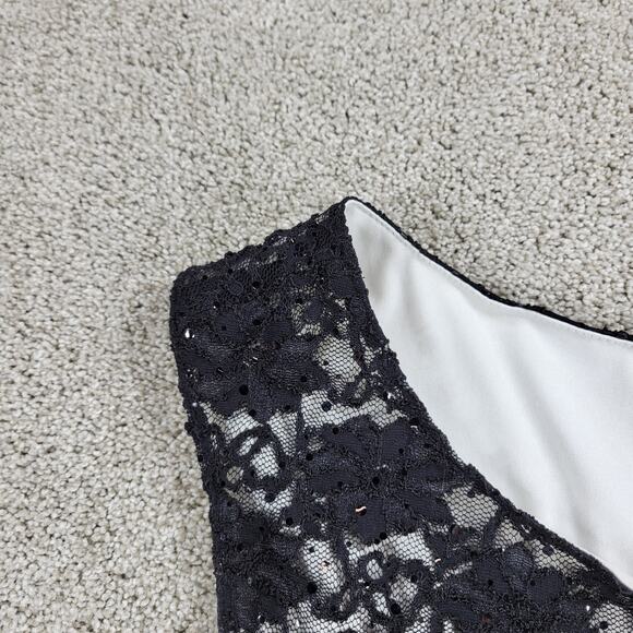 Dress Barn Collection Womens Dress 12 Black Floral Lace Ruched‎ Cocktail Party - Picture 6 of 12